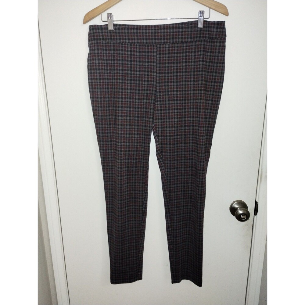 Soho Apparel Ltd Womens Gray Black Red Plaid Pull On Office Leggings  Large
